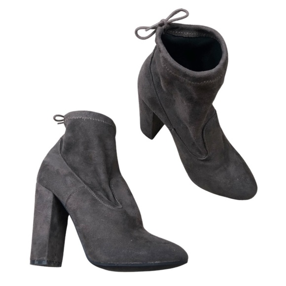 ASOS Public Desire Jenna Tie Back Brown Heeled Women’s Suede Ankle Booties Boot - Picture 4 of 11